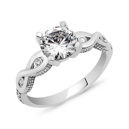Unendlichkeitsring aus Silber mit einem Stein