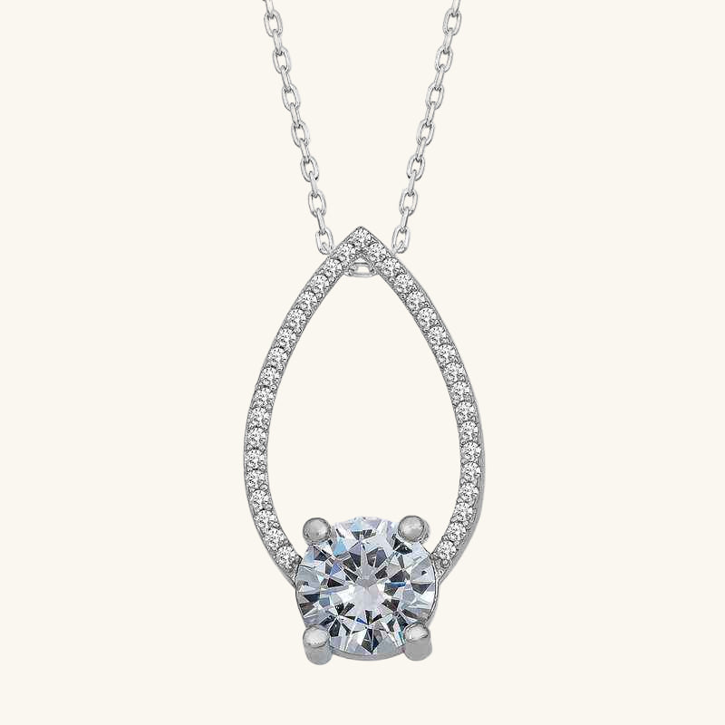 Single Stone Drop Women's Silver Necklace