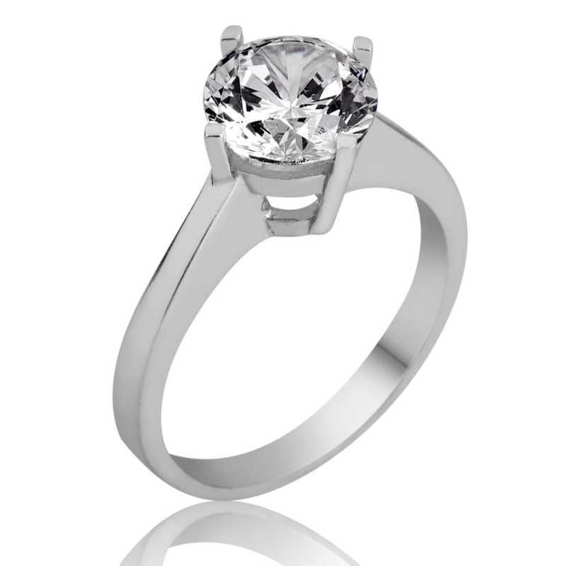 Single Stone Women's Silver Ring