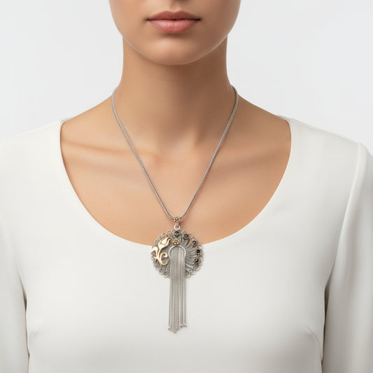 Silver Filigree Blue Stone Women's Necklace