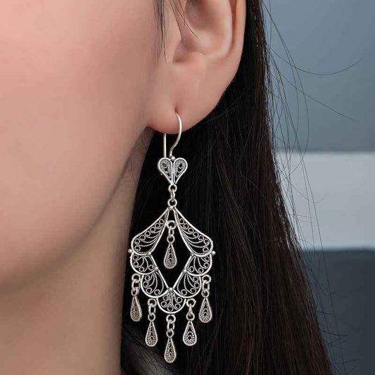 Telkari Dangle Women's Silver Earrings
