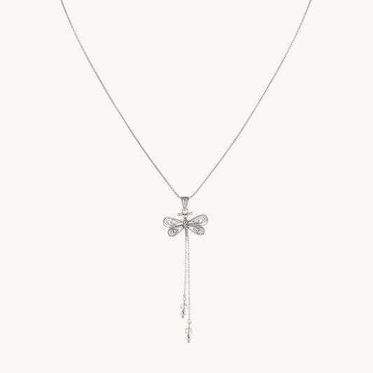 Telkari Dragonfly Women's Silver Necklace