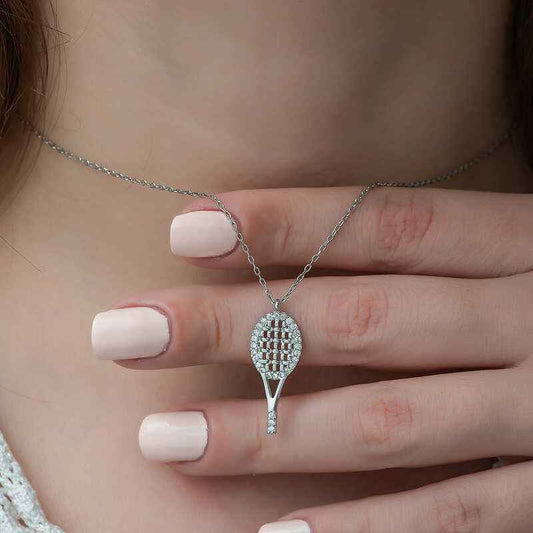 Tennis Racket Women's Silver Necklace