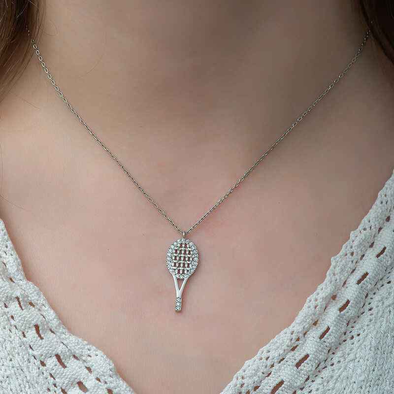 Tennis Racket Women's Silver Necklace