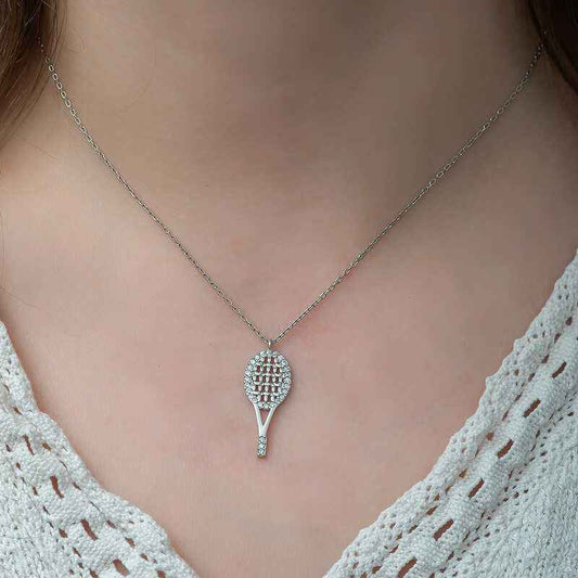 Tennis Racket Women's Silver Necklace