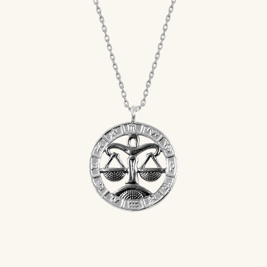 Libra Zodiac Silver Necklace