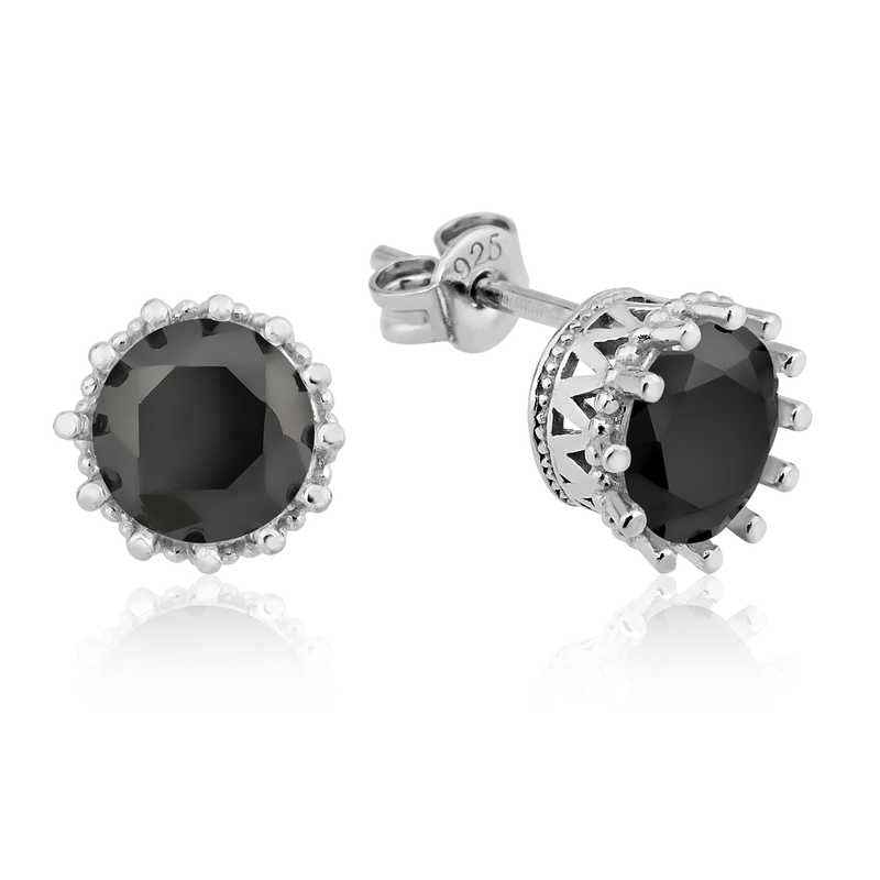 Black Single Stone Silver Nail Earrings