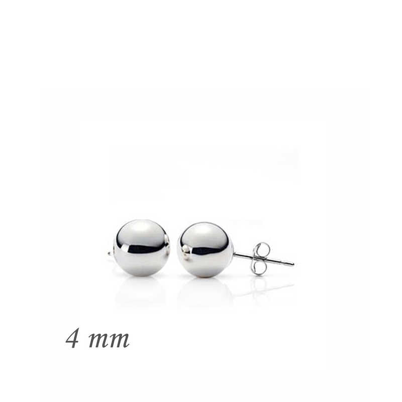 Silver Ball Earrings - 4 mm