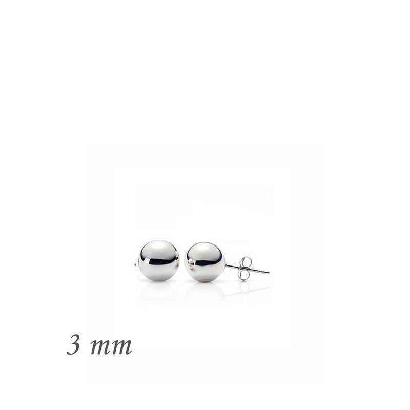 Silver Ball Earrings - 3 mm