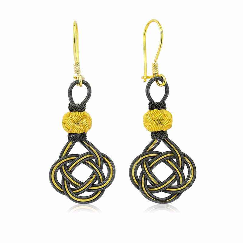 Trabzon Weave Kazaziye Women's Gold Plated Silver Earrings