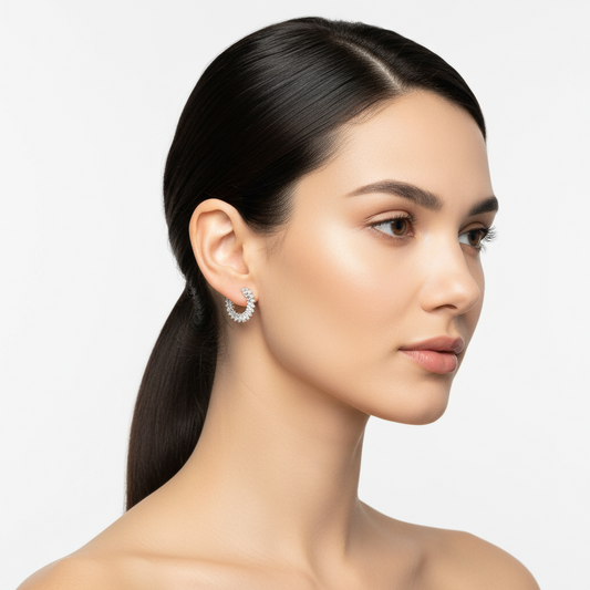 Trapez Stone Women's Silver Earrings