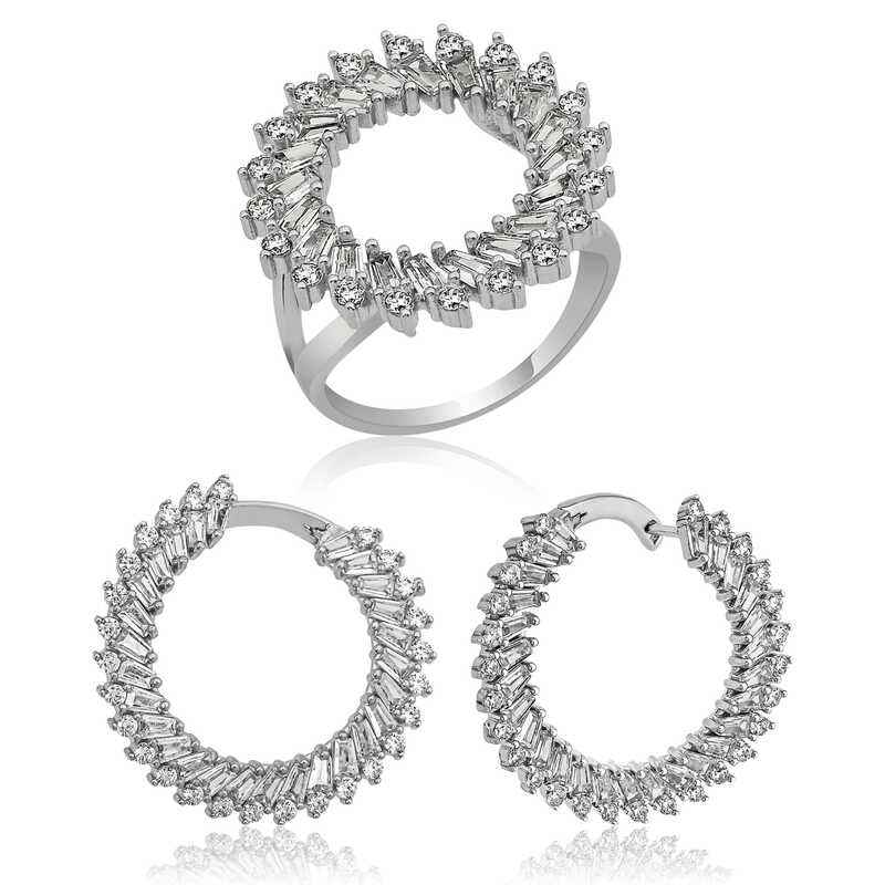 Trapez Stone Women's Silver Set