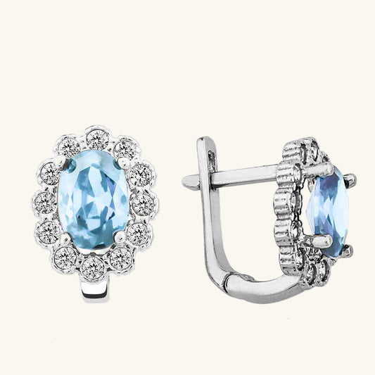 Turquoise Flower Pattern J Women's Silver Earring