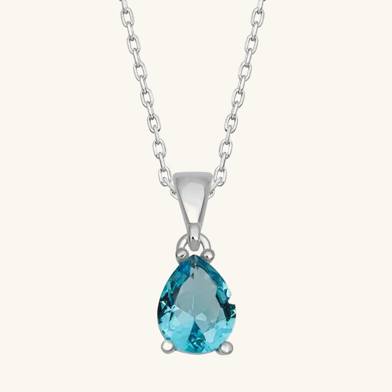 Turquoise Drop Stone Women's Silver Necklace
