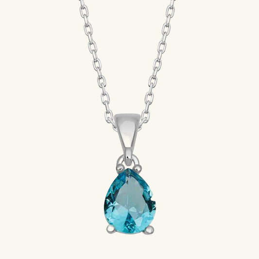 Turquoise Drop Stone Women's Silver Necklace