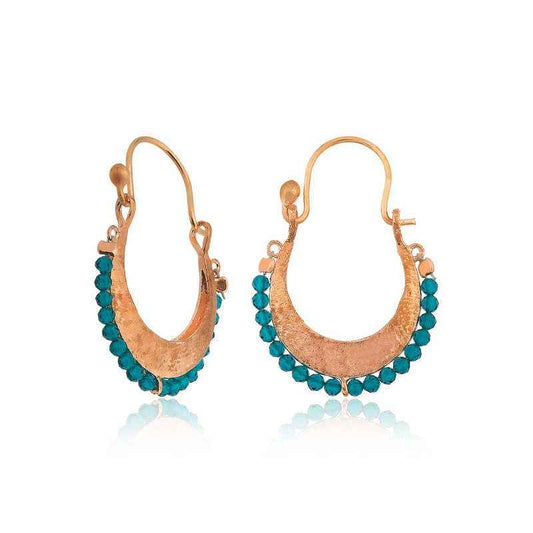 Turquoise Stone Bohemian Silver Earrings