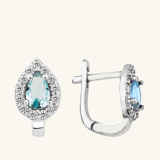 Turquoise Stone Drop J Women's Silver Earring