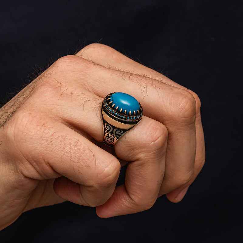 Turquoise Stone Men's Silver Ring