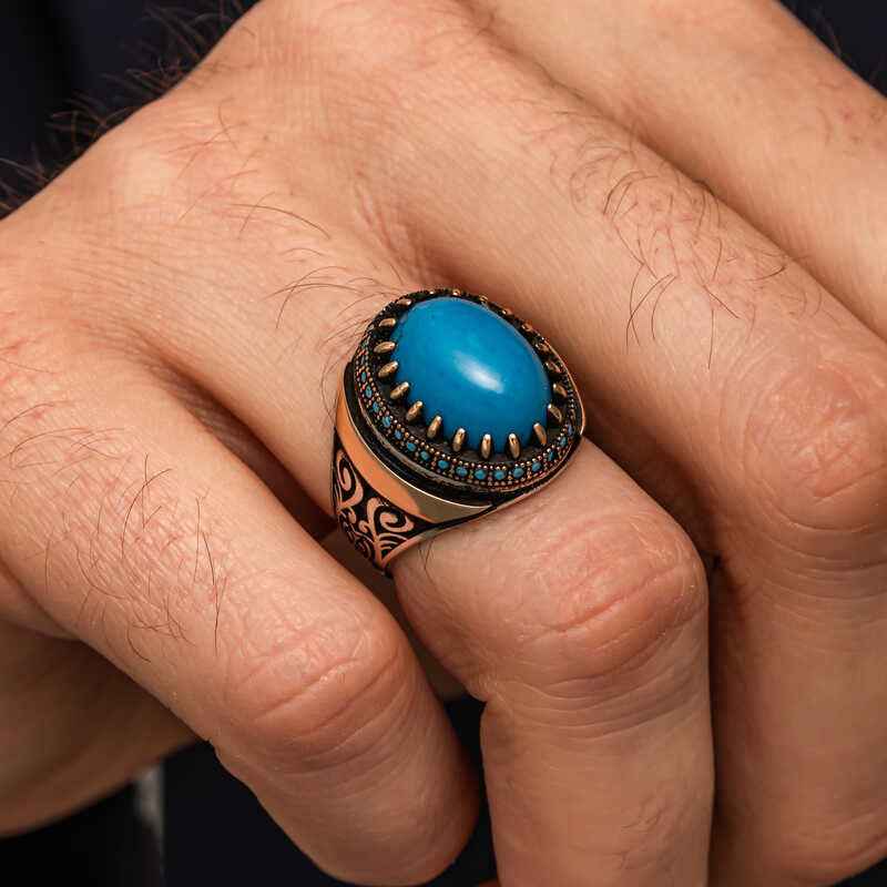 Turquoise Stone Men's Silver Ring