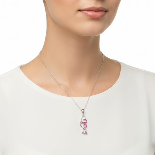 Collier en argent rose à trois cœurs pour femme