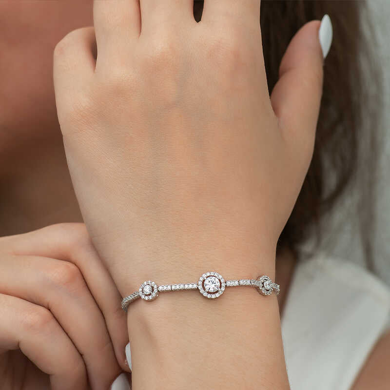 Pulsera de plata para mujer Three Stone Channel