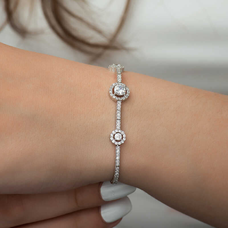 Pulsera de plata para mujer Three Stone Channel