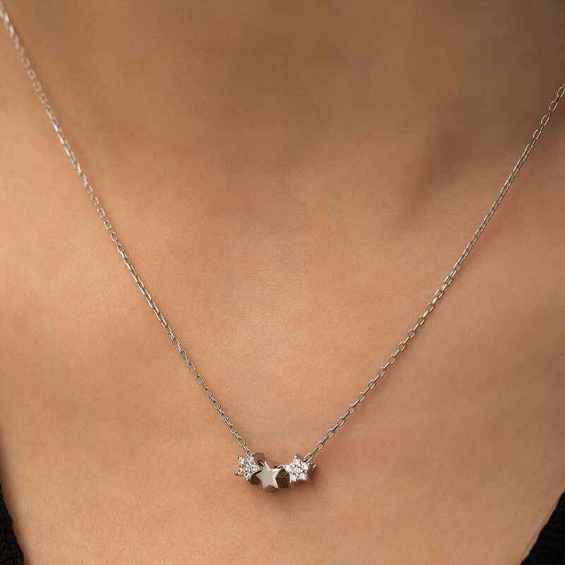 Three Star Silver Pendant