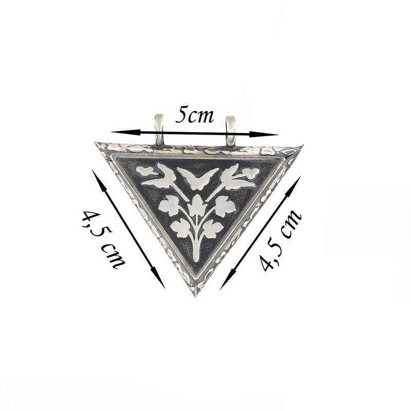Triangular Openable Flower Locket Silver Necklace
