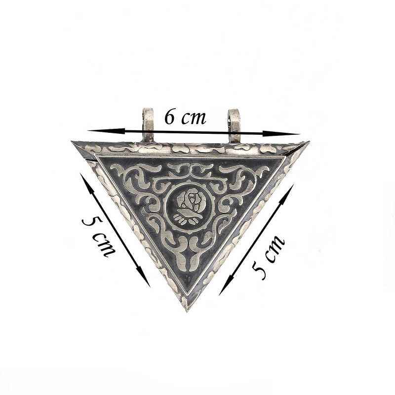 Rose Pendant with Openable Triangular Silver Necklace