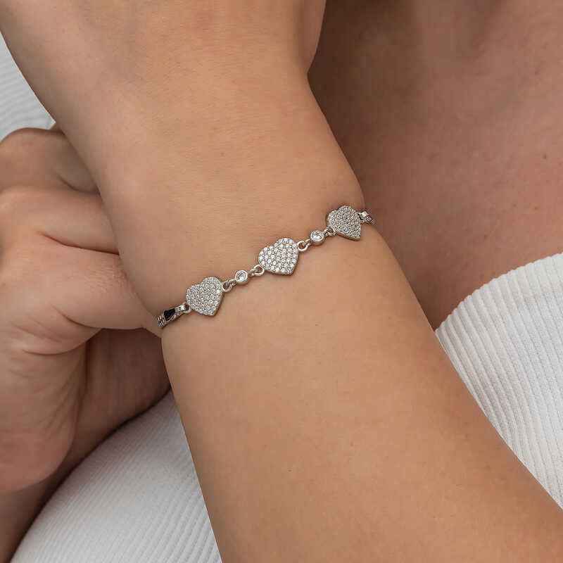 Triple Heart Women's Silver Bracelet