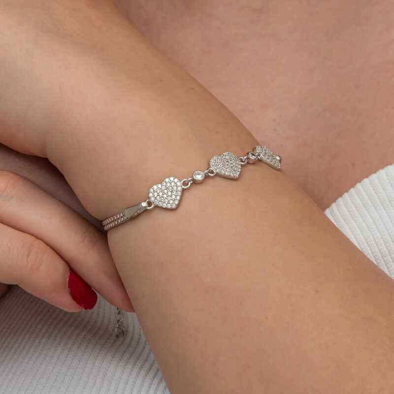Triple Heart Women's Silver Bracelet
