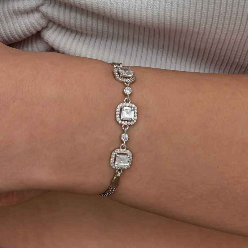 Triple Square Women's Silver Bracelet