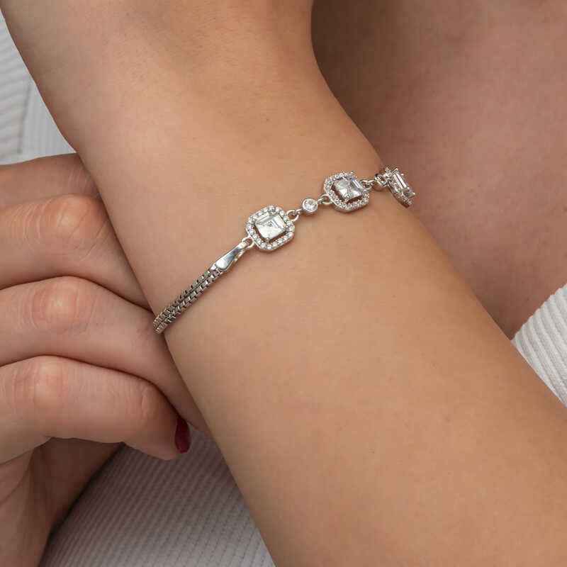 Triple Square Women's Silver Bracelet