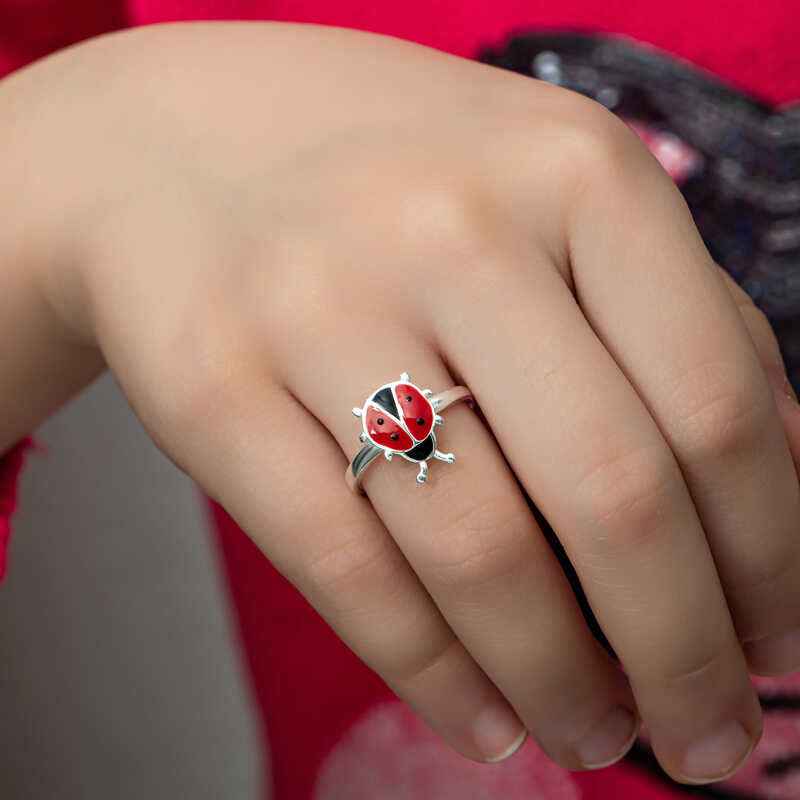 Ladybug Girl's Silver Ring