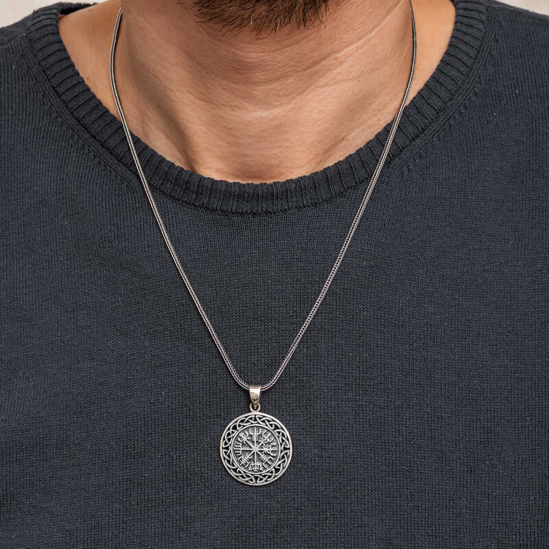 Viking Compass Men's Silver Necklace