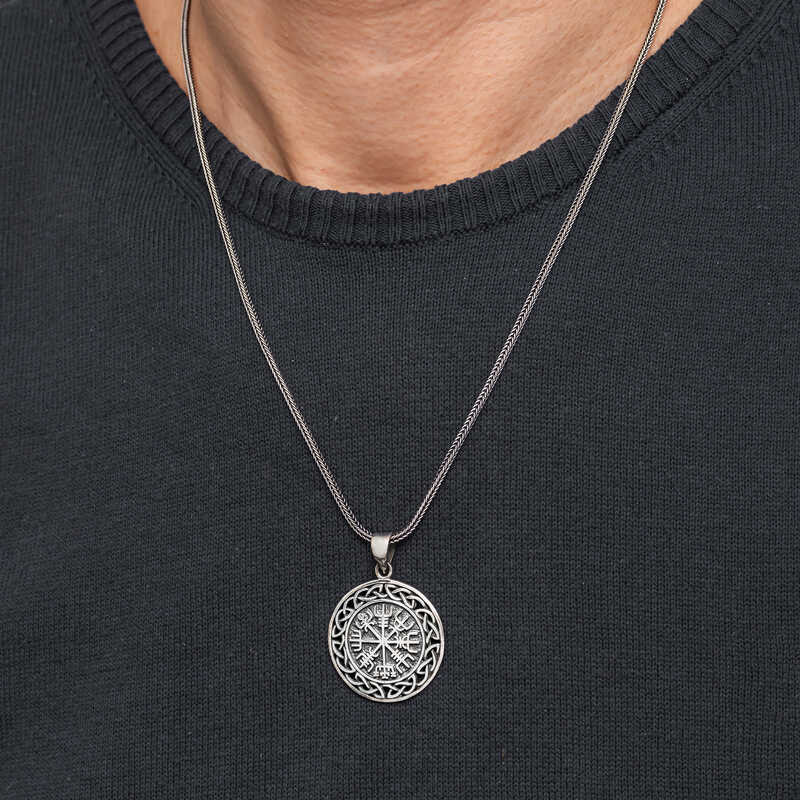 Viking Compass Men's Silver Necklace