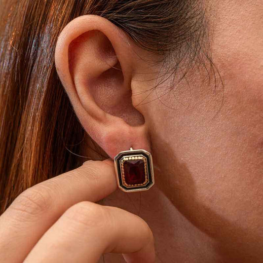 Ruby Stone Authentic Women's Silver Earrings