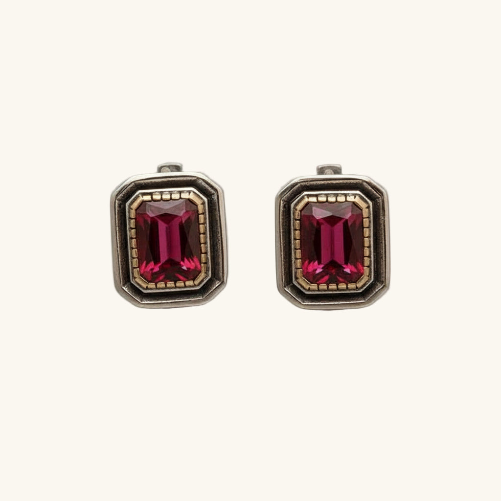 Ruby Stone Authentic Women's Silver Earrings