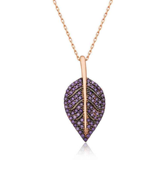 Leaf Women's Rose Gold Plated Silver Necklace