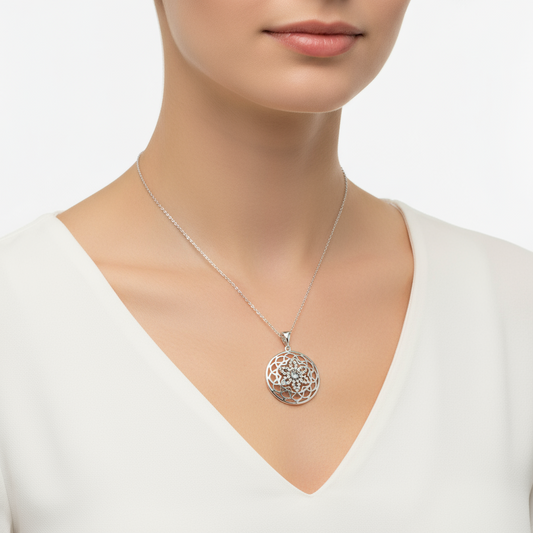 Collier en argent pour femme Fleur de Vie