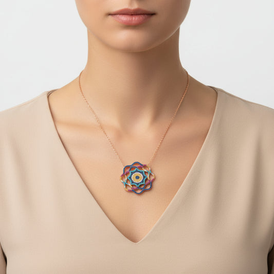 Collier en argent pour femme Life Sun Evil Eye