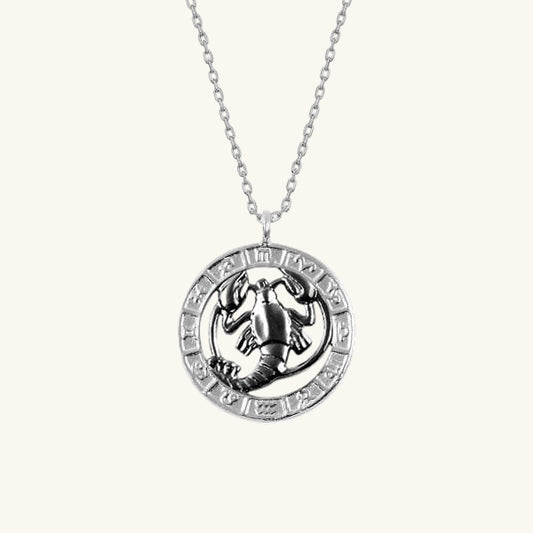 Collier en argent avec signe du zodiaque Cancer