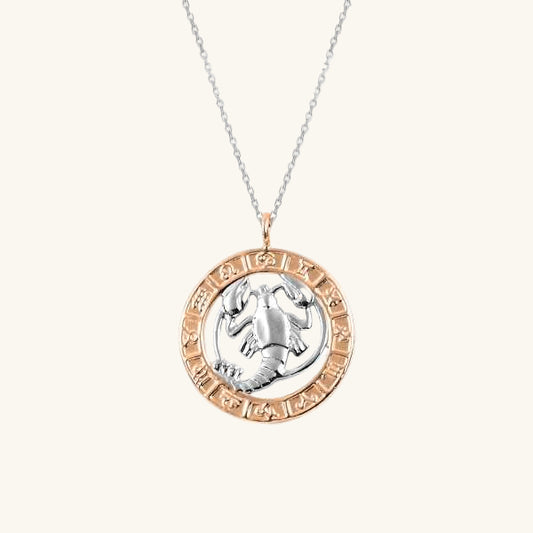 Rose Gold Plated Cancer Zodiac Silver Necklace