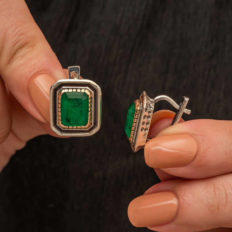Green Stone Authentic Women's Silver Set