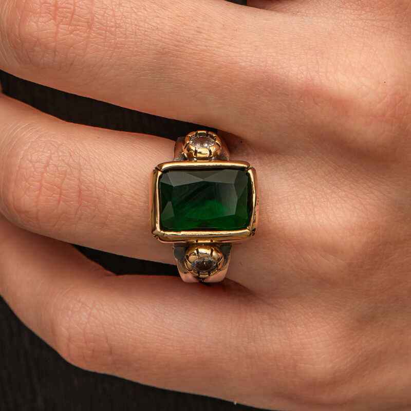Green Zircon Stone Authentic Women's Silver Ring