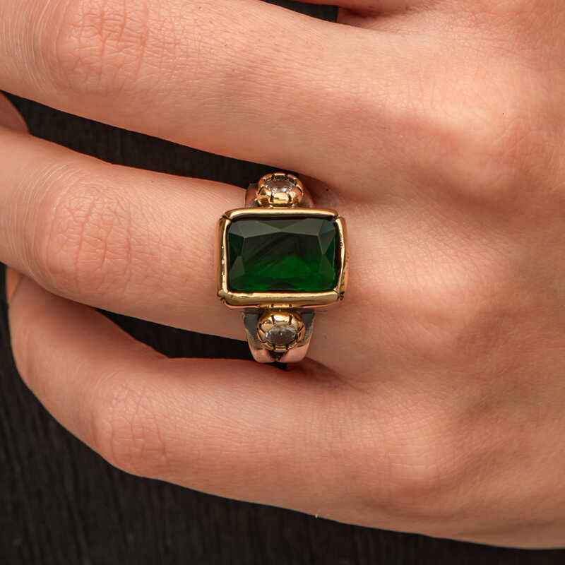 Green Zircon Stone Authentic Women's Silver Ring