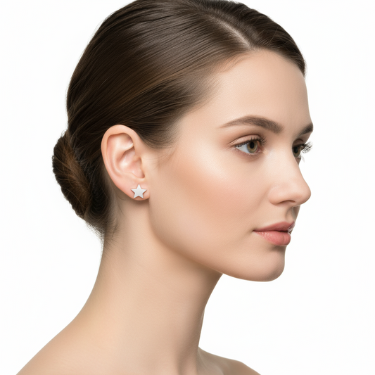 Boucle d'oreille étoile en argent pour femme