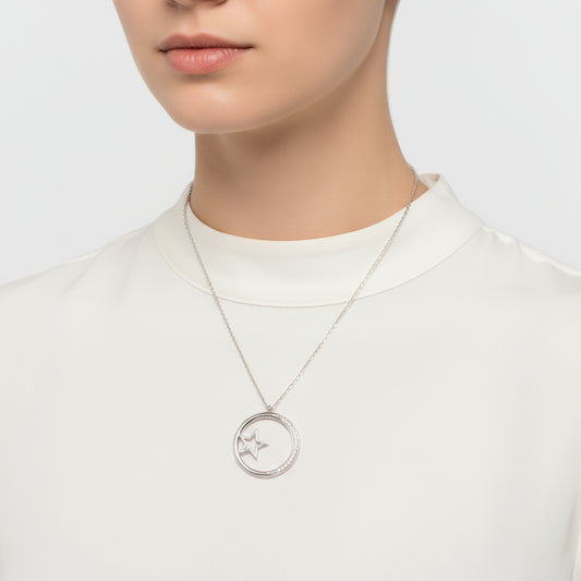 Stern-Detailring Damen Silber Halskette