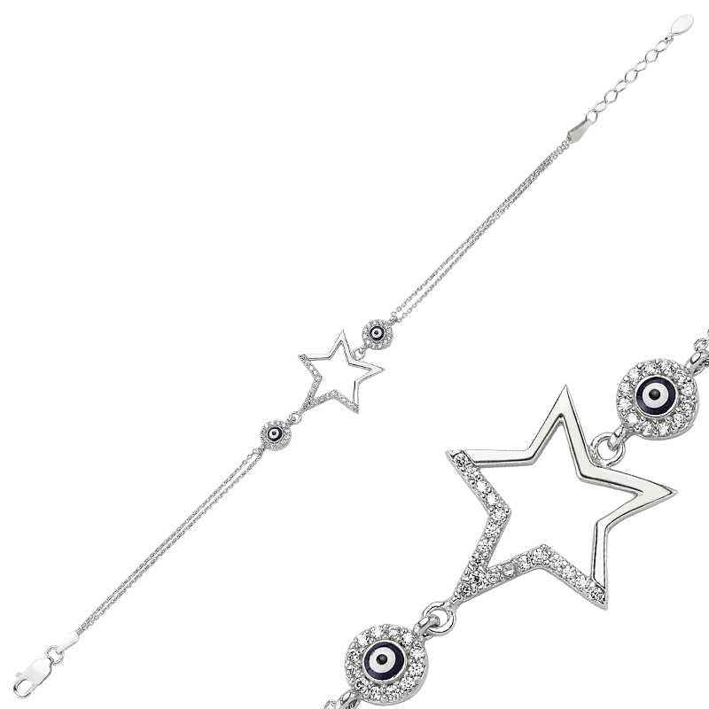 Star Evil Eye Women's Silver Bracelet