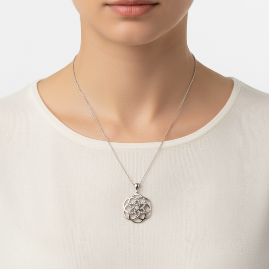 Collier en argent pour femme Étoile Fleur de Vie